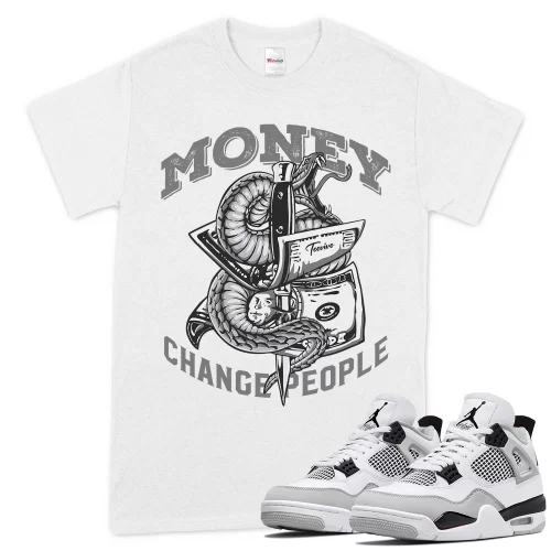 TeeVivo T-Shirt Match Air Jordan 4 Retro Military Black Money change people – Air Jordan 4 Shirt, AJ4 Shirt