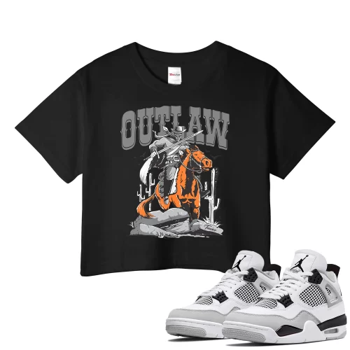 TeeVivo Crop Top Match Air Jordan 4 Retro Military Black Outlaw – Air Jordan 4 Crop Top, AJ4 Crop Top