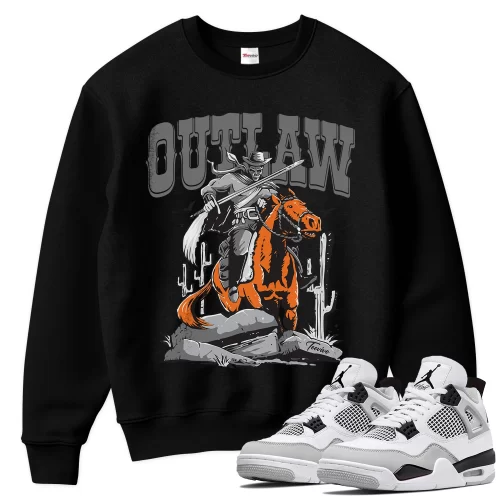 TeeVivo Sweatshirt Match Air Jordan 4 Retro Military Black Outlaw – Air Jordan 4 Sweatshirt, AJ4 Sweatshirt