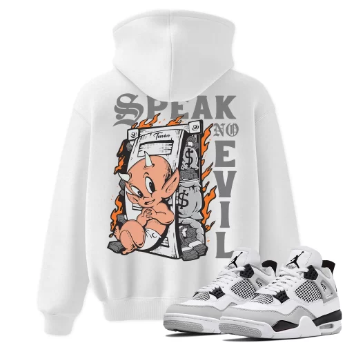 TeeVivo Hoodie Match Air Jordan 4 Retro Military Black Speak no evil – Air Jordan 4 Hoodie, AJ4 Hoodie