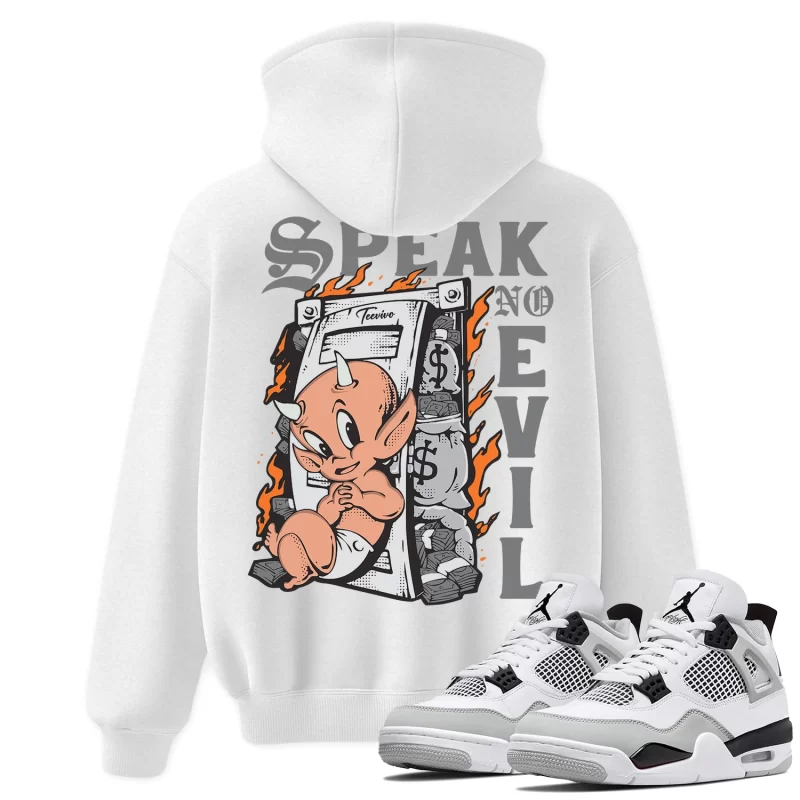 TeeVivo Hoodie Match Air Jordan 4 Retro Military Black Speak no evil – Air Jordan 4 Hoodie, AJ4 Hoodie