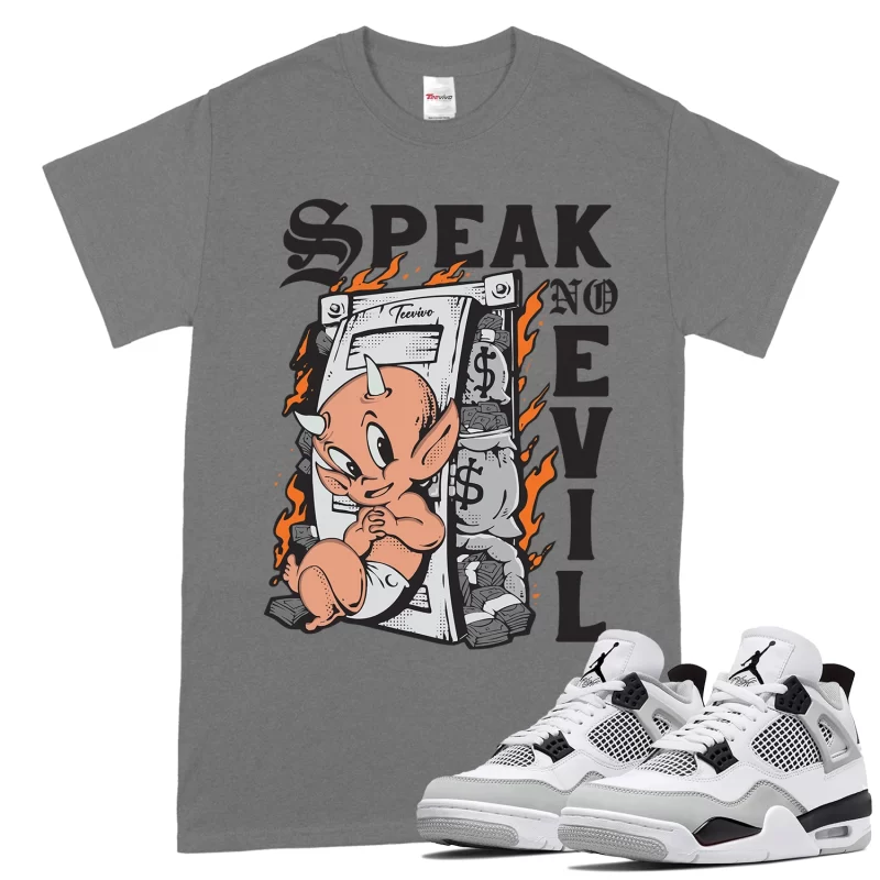 TeeVivo T-Shirt Match Air Jordan 4 Retro Military Black Speak no evil – Air Jordan 4 Shirt, AJ4 Shirt