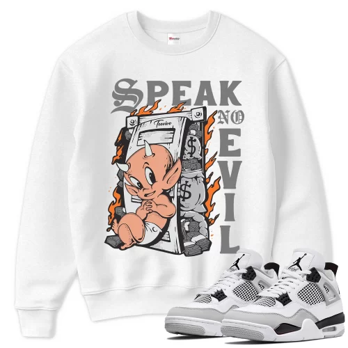 TeeVivo Sweatshirt Match Air Jordan 4 Retro Military Black Speak no evil – Air Jordan 4 Sweatshirt, AJ4 Sweatshirt