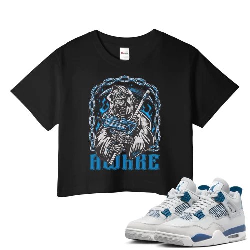 TeeVivo Crop Top Match Air Jordan 4 Retro Military Blue Awake – Air Jordan 4 Crop Top, AJ4 Crop Top