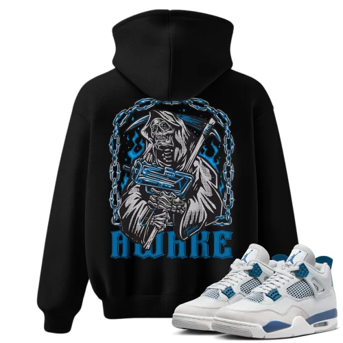 TeeVivo Hoodie Match Air Jordan 4 Retro Military Blue Awake – Air Jordan 4 Hoodie, AJ4 Hoodie