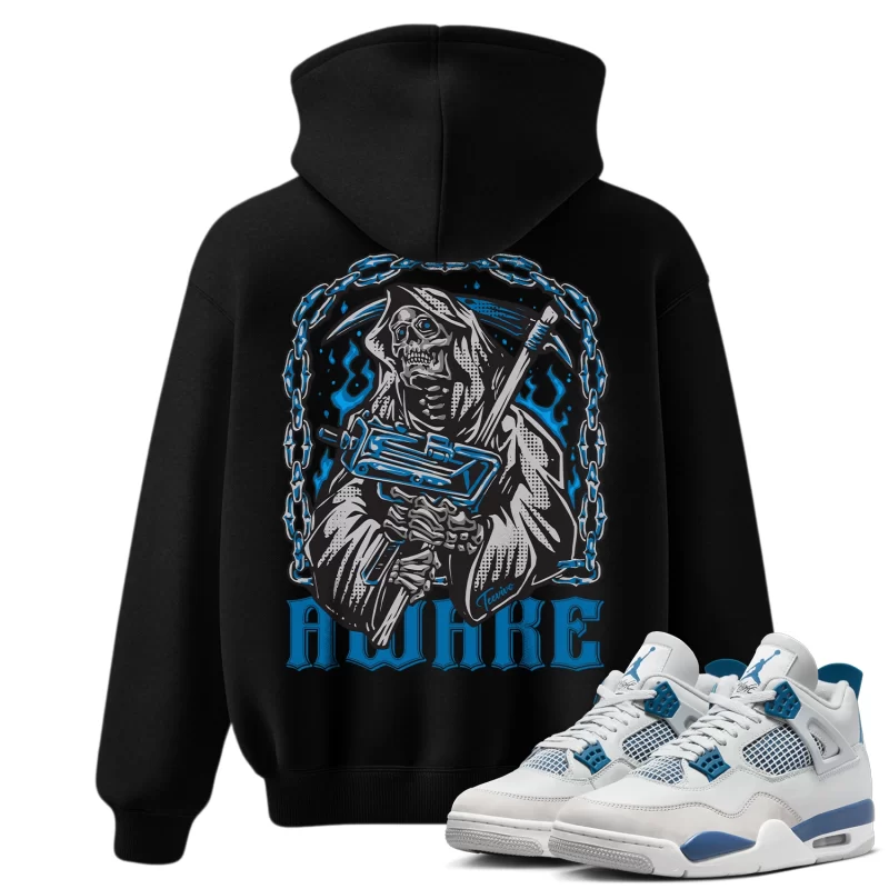 TeeVivo Hoodie Match Air Jordan 4 Retro Military Blue Awake – Air Jordan 4 Hoodie, AJ4 Hoodie