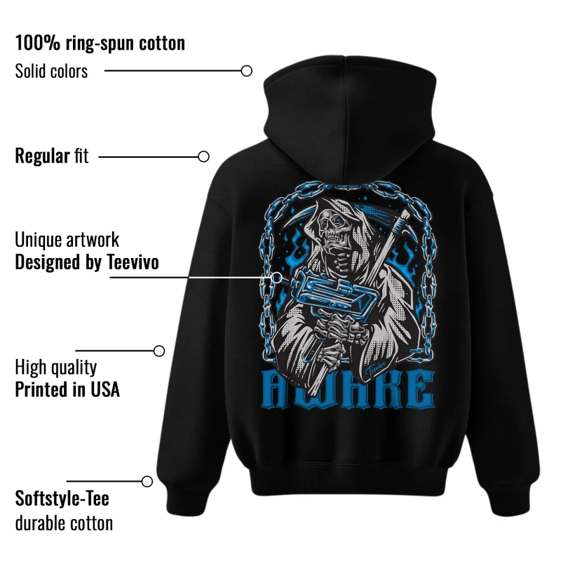 TeeVivo Hoodie Match Air Jordan 4 Retro Military Blue Awake – Air Jordan 4 Hoodie, AJ4 Hoodie