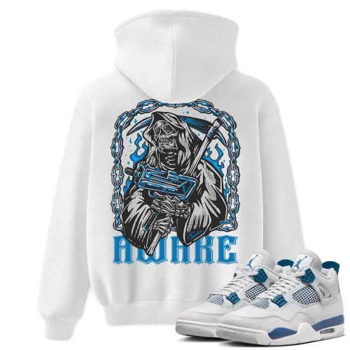 TeeVivo Hoodie Match Air Jordan 4 Retro Military Blue Awake – Air Jordan 4 Hoodie, AJ4 Hoodie