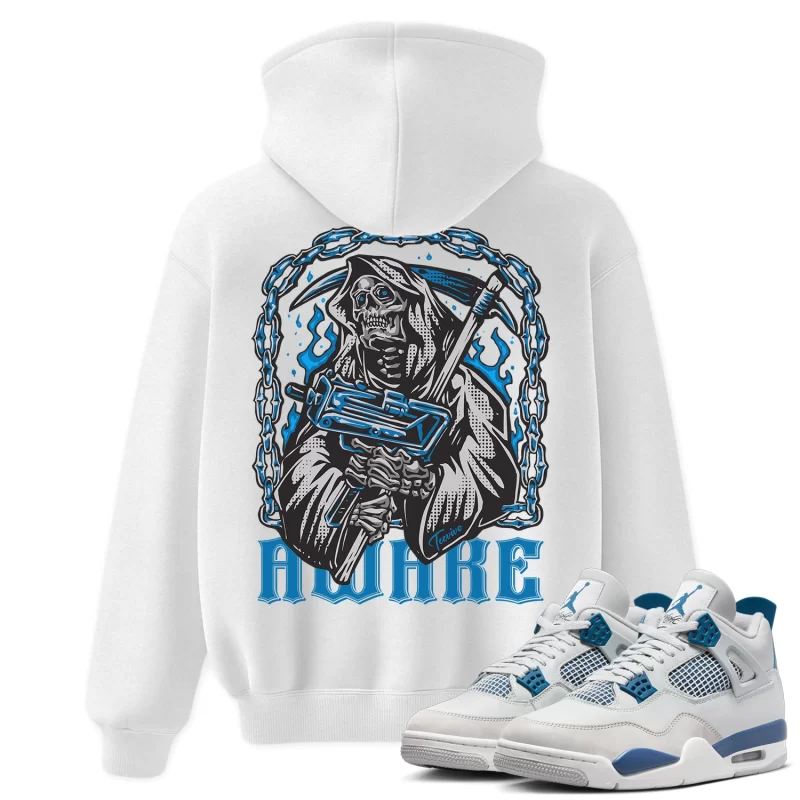 TeeVivo Hoodie Match Air Jordan 4 Retro Military Blue Awake – Air Jordan 4 Hoodie, AJ4 Hoodie