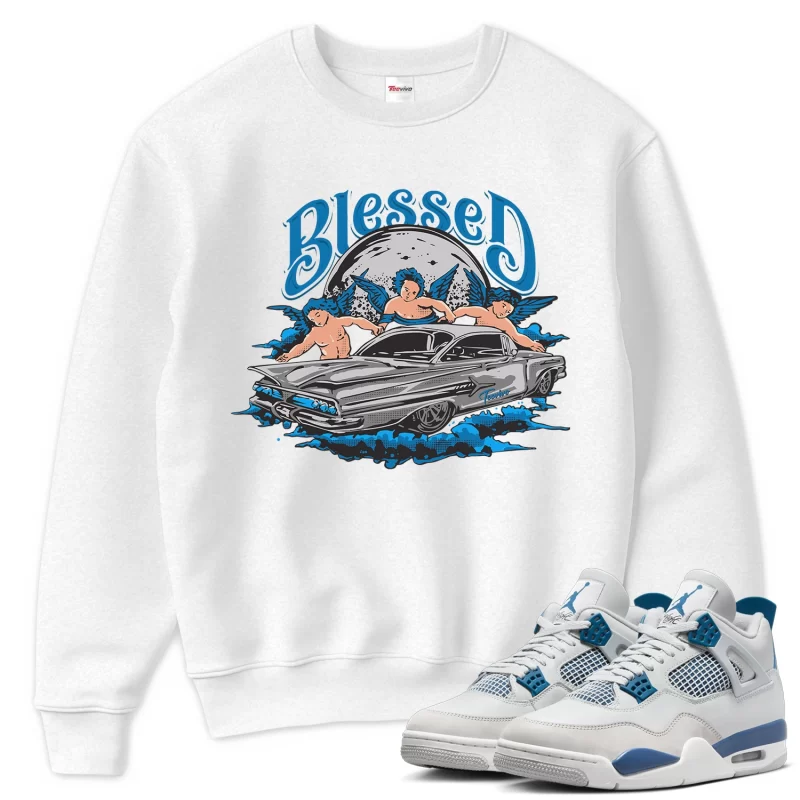 TeeVivo Sweatshirt Match Air Jordan 4 Retro Military Blue Blessed – Air Jordan 4 Sweatshirt, AJ4 Sweatshirt