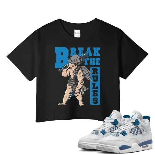 TeeVivo Crop Top Match Air Jordan 4 Retro Military Blue Break the rules – Air Jordan 4 Crop Top, AJ4 Crop Top