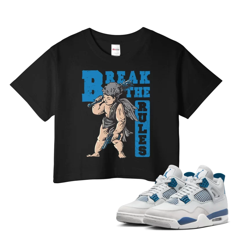 TeeVivo Crop Top Match Air Jordan 4 Retro Military Blue Break the rules – Air Jordan 4 Crop Top, AJ4 Crop Top