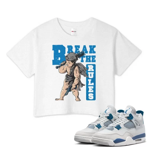 TeeVivo Crop Top Match Air Jordan 4 Retro Military Blue Break the rules – Air Jordan 4 Crop Top, AJ4 Crop Top