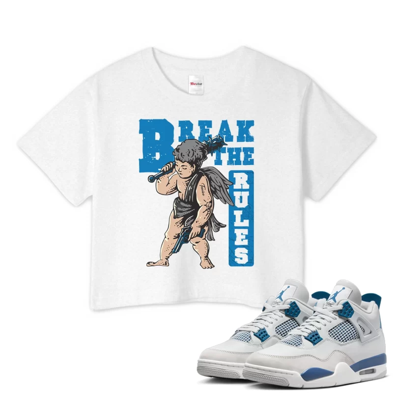 TeeVivo Crop Top Match Air Jordan 4 Retro Military Blue Break the rules – Air Jordan 4 Crop Top, AJ4 Crop Top