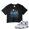 TeeVivo Crop Top Match Air Jordan 4 Retro Military Blue Burning the ground – Air Jordan 4 Crop Top, AJ4 Crop Top