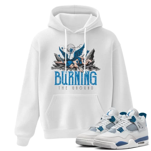 TeeVivo Hoodie Match Air Jordan 4 Retro Military Blue Burning the ground – Air Jordan 4 Hoodie, AJ4 Hoodie