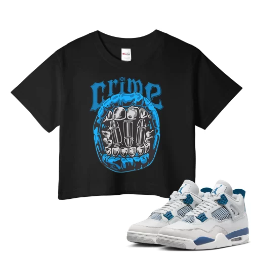 TeeVivo Crop Top Match Air Jordan 4 Retro Military Blue Crime – Air Jordan 4 Crop Top, AJ4 Crop Top