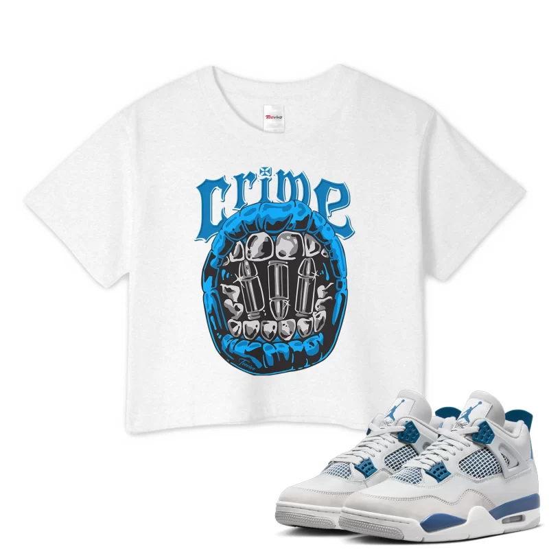 TeeVivo Crop Top Match Air Jordan 4 Retro Military Blue Crime – Air Jordan 4 Crop Top, AJ4 Crop Top
