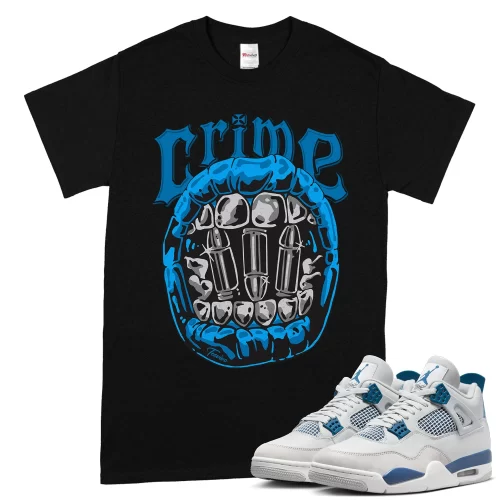 TeeVivo T-Shirt Match Air Jordan 4 Retro Military Blue Crime – Air Jordan 4 Shirt, AJ4 Shirt