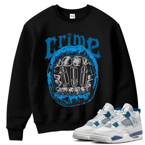 TeeVivo Sweatshirt Match Air Jordan 4 Retro Military Blue Crime – Air Jordan 4 Sweatshirt, AJ4 Sweatshirt