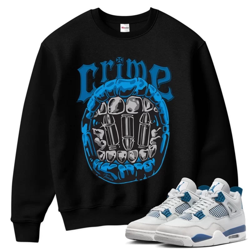 TeeVivo Sweatshirt Match Air Jordan 4 Retro Military Blue Crime – Air Jordan 4 Sweatshirt, AJ4 Sweatshirt