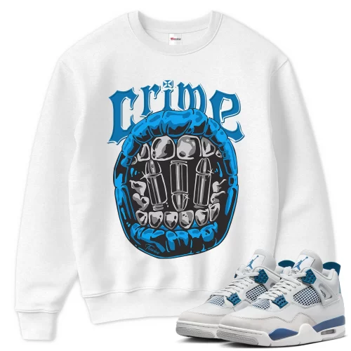 TeeVivo Sweatshirt Match Air Jordan 4 Retro Military Blue Crime – Air Jordan 4 Sweatshirt, AJ4 Sweatshirt