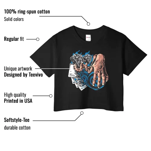TeeVivo Crop Top Match Air Jordan 4 Retro Military Blue Gambling – Air Jordan 4 Crop Top, AJ4 Crop Top