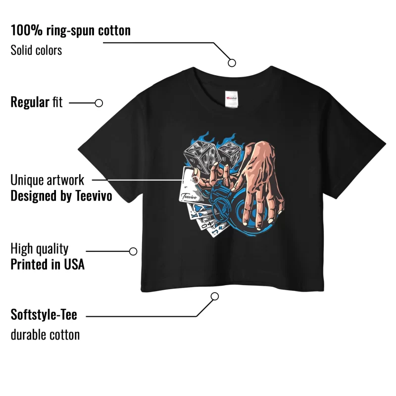 TeeVivo Crop Top Match Air Jordan 4 Retro Military Blue Gambling – Air Jordan 4 Crop Top, AJ4 Crop Top