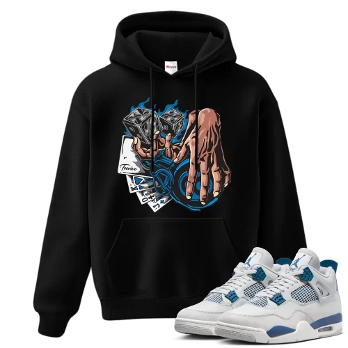 TeeVivo Hoodie Match Air Jordan 4 Retro Military Blue Gambling – Air Jordan 4 Hoodie, AJ4 Hoodie