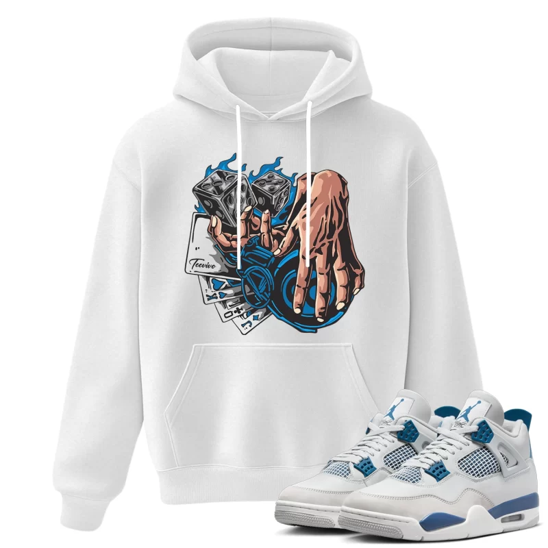 TeeVivo Hoodie Match Air Jordan 4 Retro Military Blue Gambling – Air Jordan 4 Hoodie, AJ4 Hoodie
