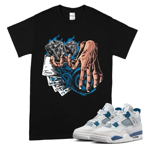 TeeVivo T-Shirt Match Air Jordan 4 Retro Military Blue Gambling – Air Jordan 4 Shirt, AJ4 Shirt