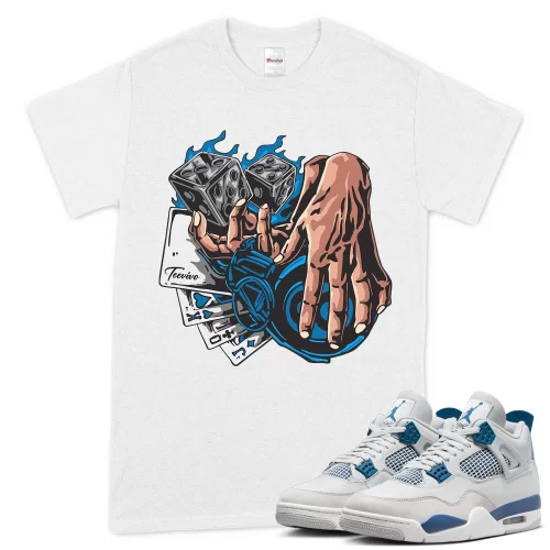 TeeVivo T-Shirt Match Air Jordan 4 Retro Military Blue Gambling – Air Jordan 4 Shirt, AJ4 Shirt