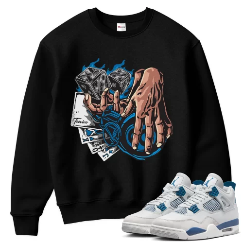 TeeVivo Sweatshirt Match Air Jordan 4 Retro Military Blue Gambling – Air Jordan 4 Sweatshirt, AJ4 Sweatshirt