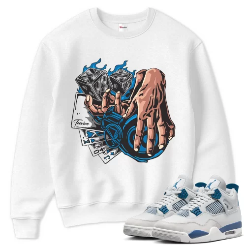 TeeVivo Sweatshirt Match Air Jordan 4 Retro Military Blue Gambling – Air Jordan 4 Sweatshirt, AJ4 Sweatshirt