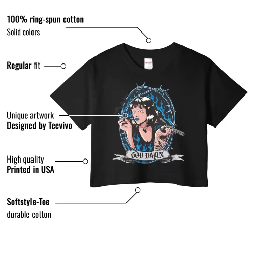 TeeVivo Crop Top Match Air Jordan 4 Retro Military Blue God Daaamn – Air Jordan 4 Crop Top, AJ4 Crop Top