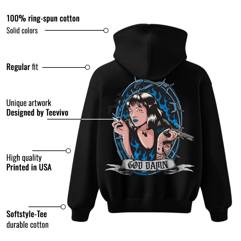 TeeVivo Hoodie Match Air Jordan 4 Retro Military Blue God Daaamn – Air Jordan 4 Hoodie, AJ4 Hoodie