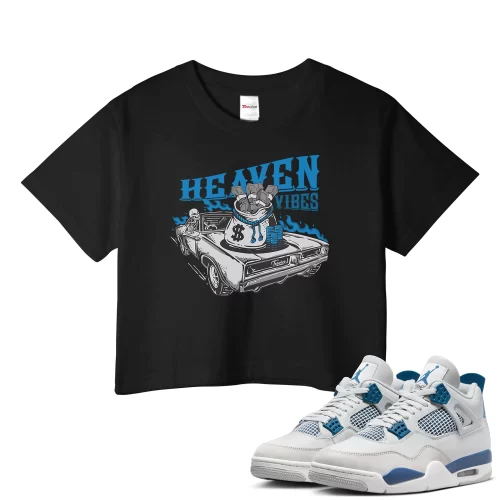 TeeVivo Crop Top Match Air Jordan 4 Retro Military Blue Heaven vibes – Air Jordan 4 Crop Top, AJ4 Crop Top