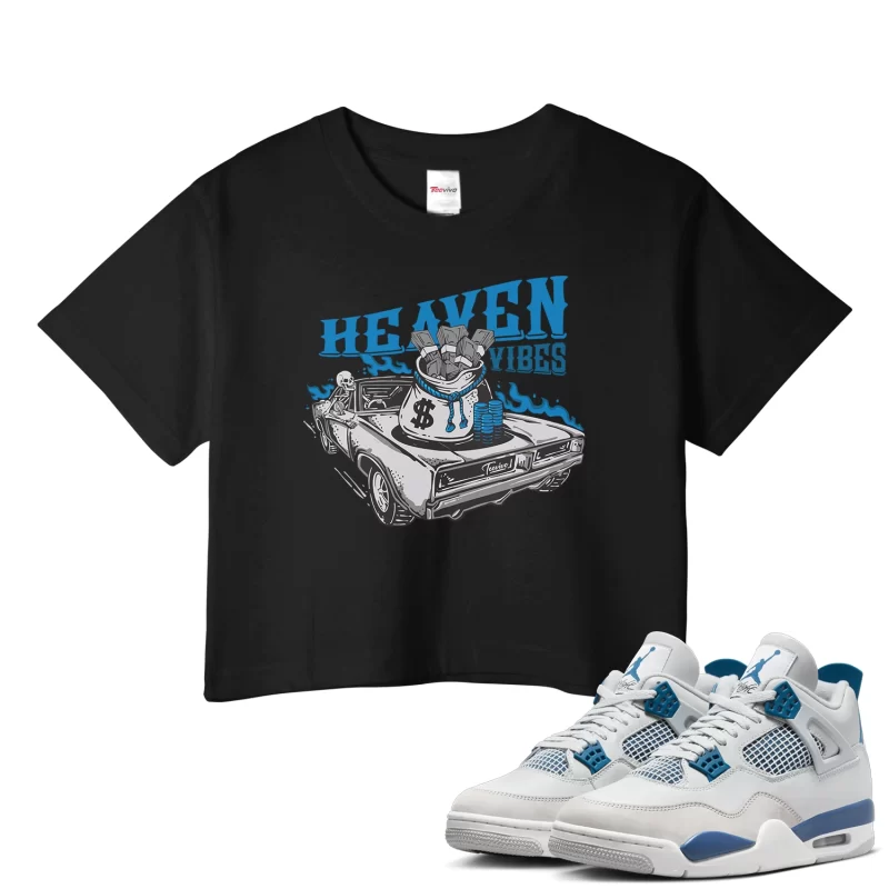 TeeVivo Crop Top Match Air Jordan 4 Retro Military Blue Heaven vibes – Air Jordan 4 Crop Top, AJ4 Crop Top