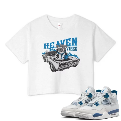 TeeVivo Crop Top Match Air Jordan 4 Retro Military Blue Heaven vibes – Air Jordan 4 Crop Top, AJ4 Crop Top