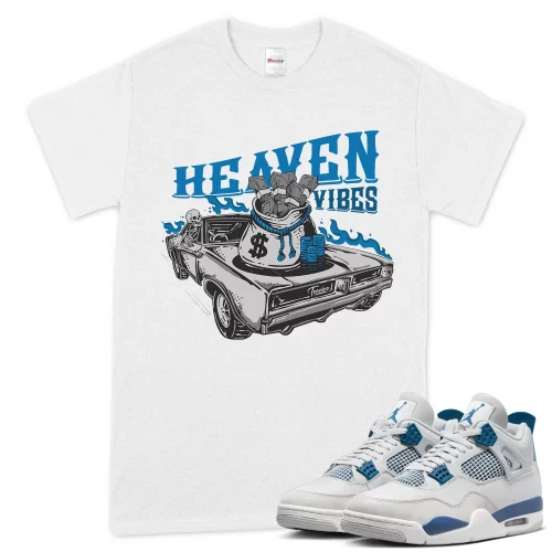TeeVivo T-Shirt Match Air Jordan 4 Retro Military Blue Heaven vibes – Air Jordan 4 Shirt, AJ4 Shirt