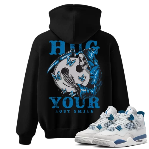 TeeVivo Hoodie Match Air Jordan 4 Retro Military Blue Hug your lost smile – Air Jordan 4 Hoodie, AJ4 Hoodie