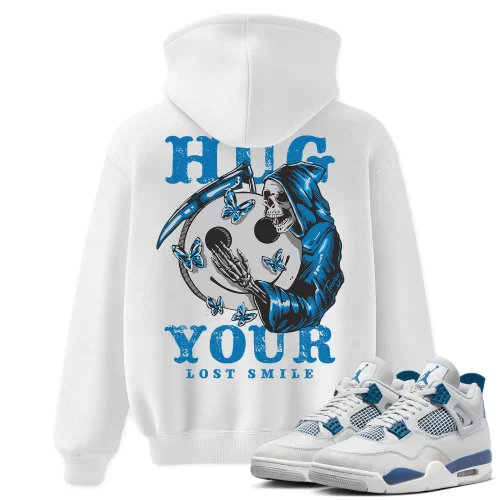 TeeVivo Hoodie Match Air Jordan 4 Retro Military Blue Hug your lost smile – Air Jordan 4 Hoodie, AJ4 Hoodie
