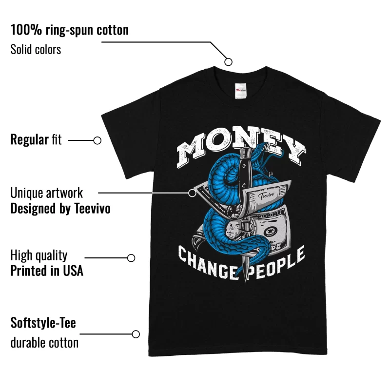 TeeVivo T-Shirt Match Air Jordan 4 Retro Military Blue Money change people – Air Jordan 4 Shirt, AJ4 Shirt