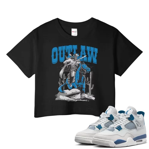 TeeVivo Crop Top Match Air Jordan 4 Retro Military Blue Outlaw – Air Jordan 4 Crop Top, AJ4 Crop Top