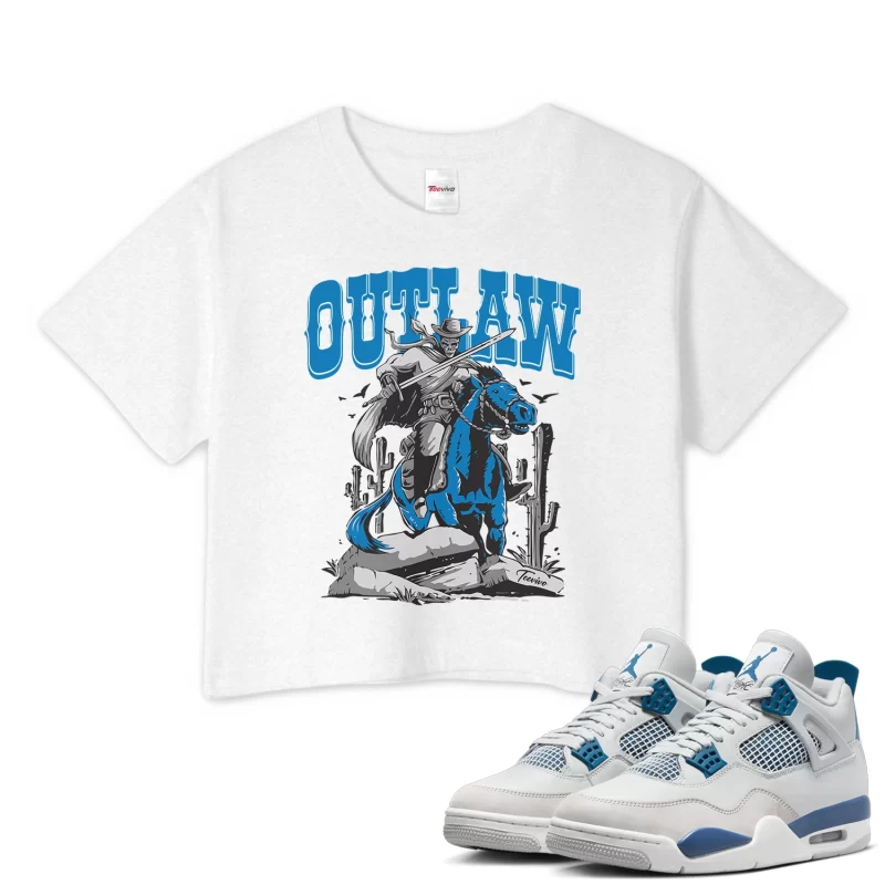 TeeVivo Crop Top Match Air Jordan 4 Retro Military Blue Outlaw – Air Jordan 4 Crop Top, AJ4 Crop Top