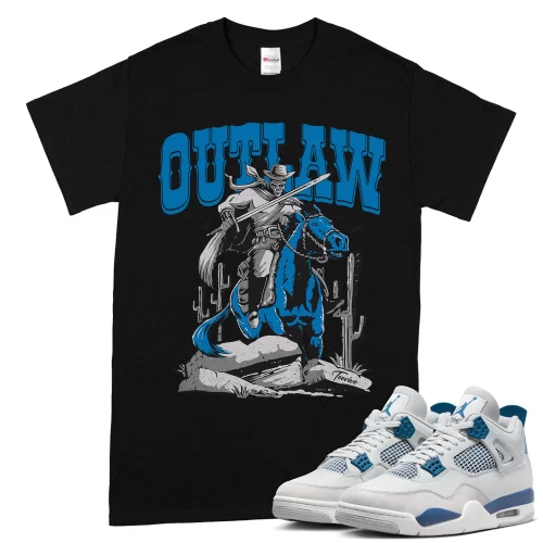 TeeVivo T-Shirt Match Air Jordan 4 Retro Military Blue Outlaw – Air Jordan 4 Shirt, AJ4 Shirt
