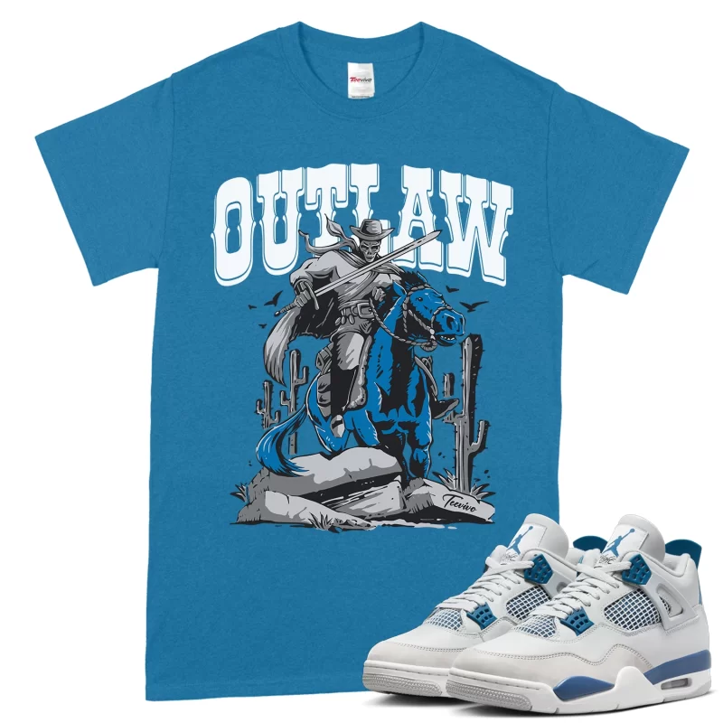 TeeVivo T-Shirt Match Air Jordan 4 Retro Military Blue Outlaw – Air Jordan 4 Shirt, AJ4 Shirt