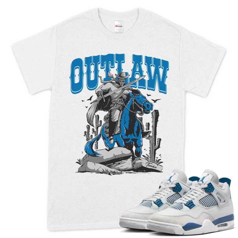 TeeVivo T-Shirt Match Air Jordan 4 Retro Military Blue Outlaw – Air Jordan 4 Shirt, AJ4 Shirt