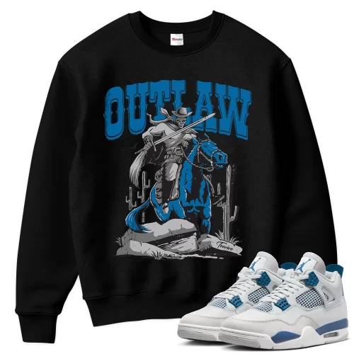 TeeVivo Sweatshirt Match Air Jordan 4 Retro Military Blue Outlaw – Air Jordan 4 Sweatshirt, AJ4 Sweatshirt