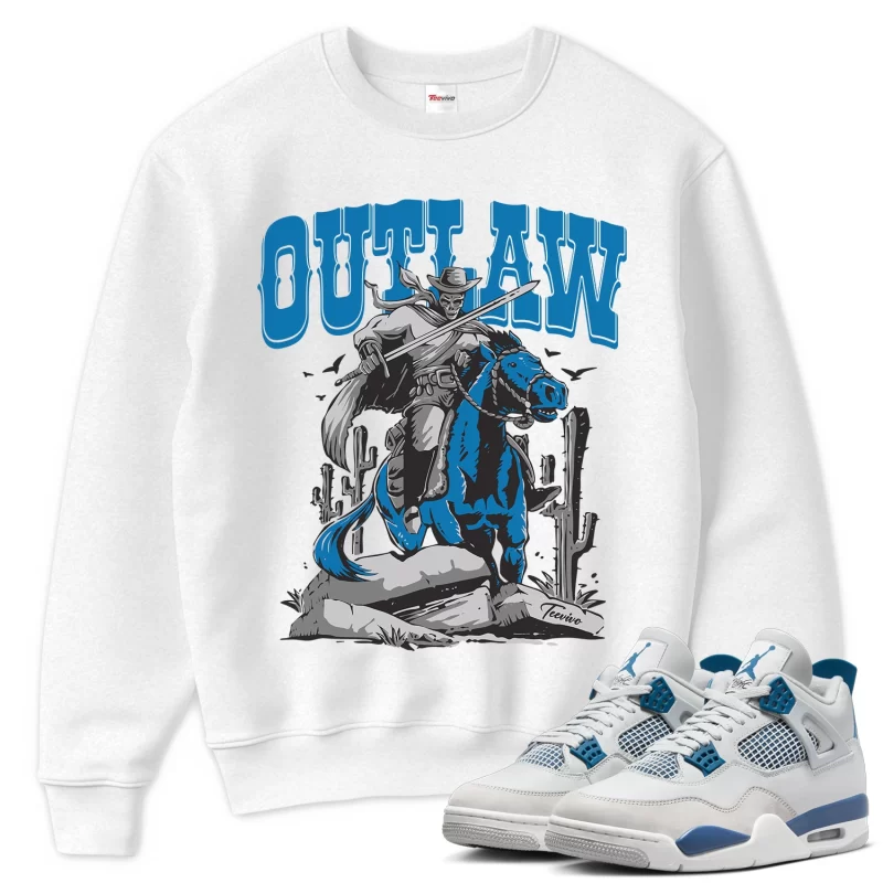 TeeVivo Sweatshirt Match Air Jordan 4 Retro Military Blue Outlaw – Air Jordan 4 Sweatshirt, AJ4 Sweatshirt